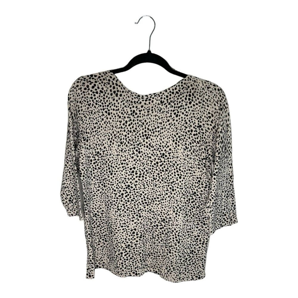 J. Jill Spotted Animal Print 3/4 Sleeve Lightweight Sweater Small Petite